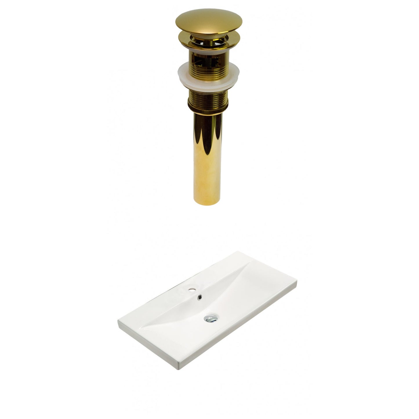 American Imaginations AI-30897 32" White Rectangular Wall Mount Transitional Ceramic Top Set