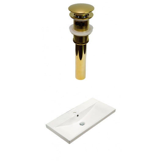 American Imaginations AI-30897 32" White Rectangular Wall Mount Transitional Ceramic Top Set