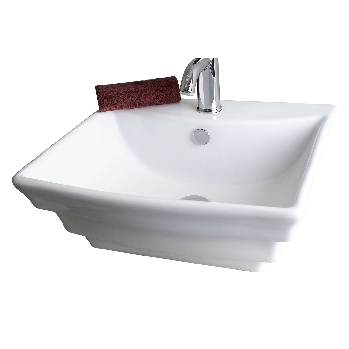 American Imaginations AI-30945 20" White Rectangular Above Counter Transitional Bathroom Vessel Sink Set