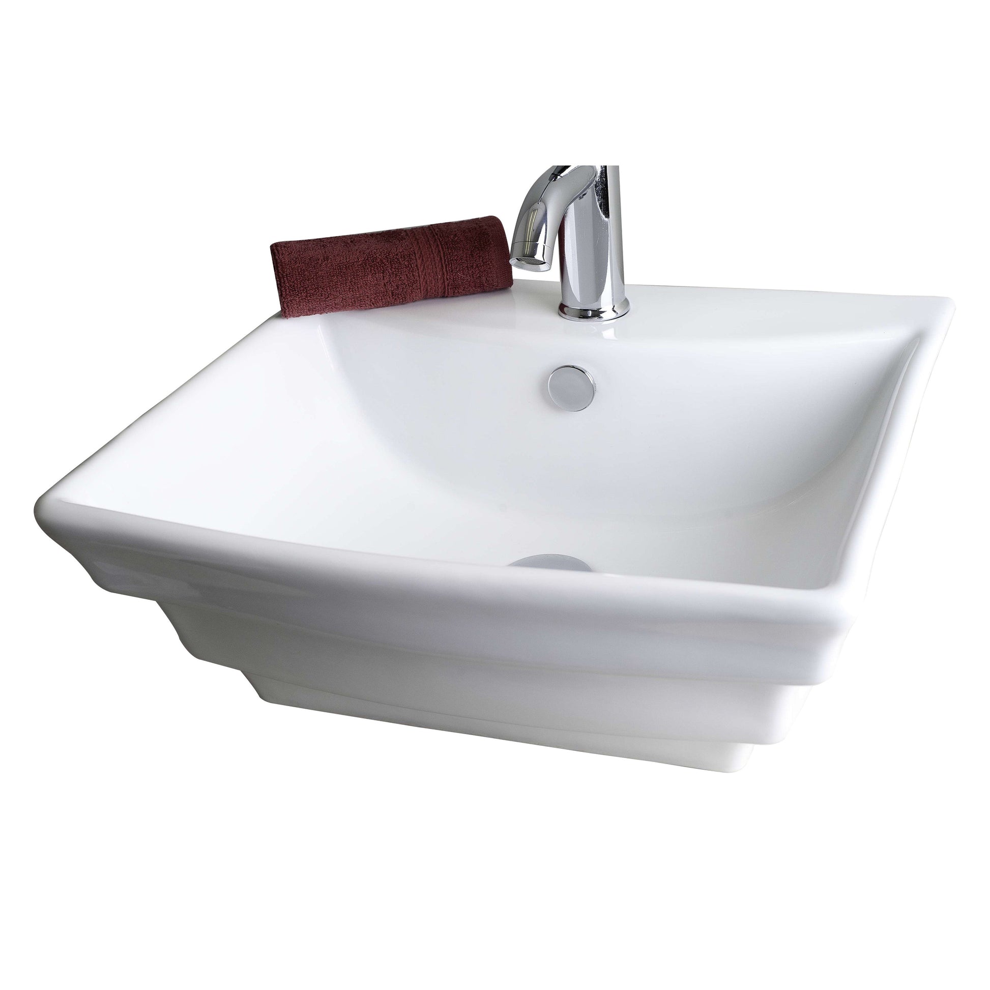American Imaginations AI-30945 20" White Rectangular Above Counter Transitional Bathroom Vessel Sink Set