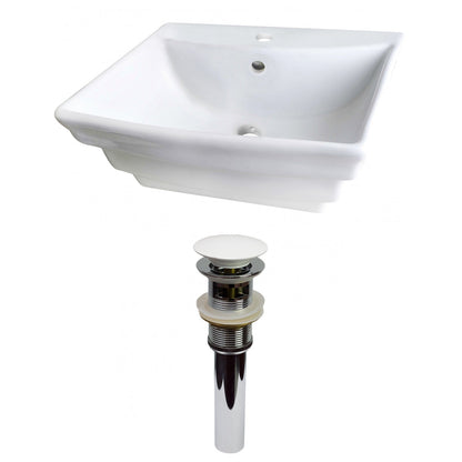 American Imaginations AI-30945 20" White Rectangular Above Counter Transitional Bathroom Vessel Sink Set