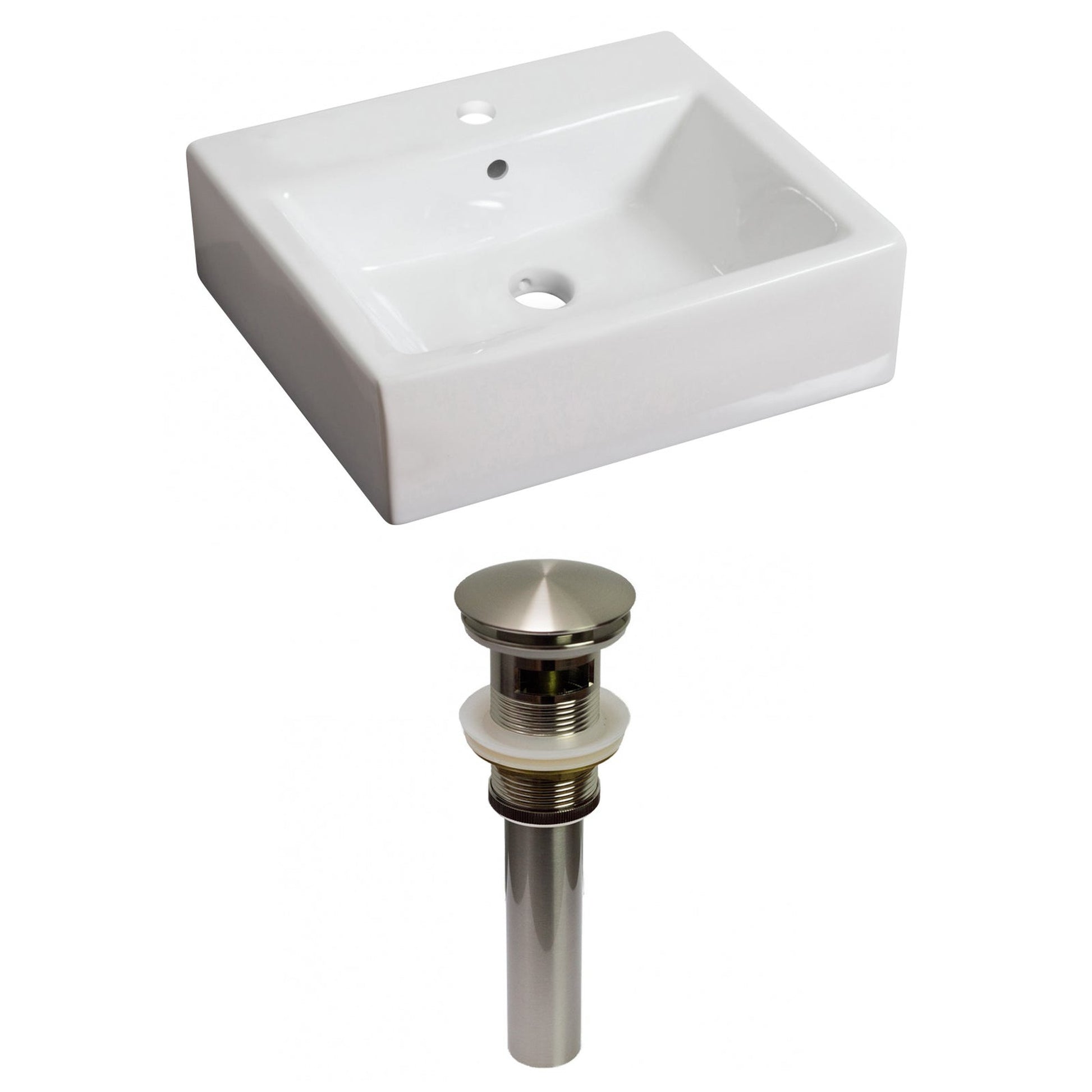 American Imaginations AI-30961 21" Rectangle Enamel Glaze White Ceramic Transitional