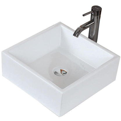 American Imaginations AI-30980 15" Square Enamel Glaze White Ceramic Transitional