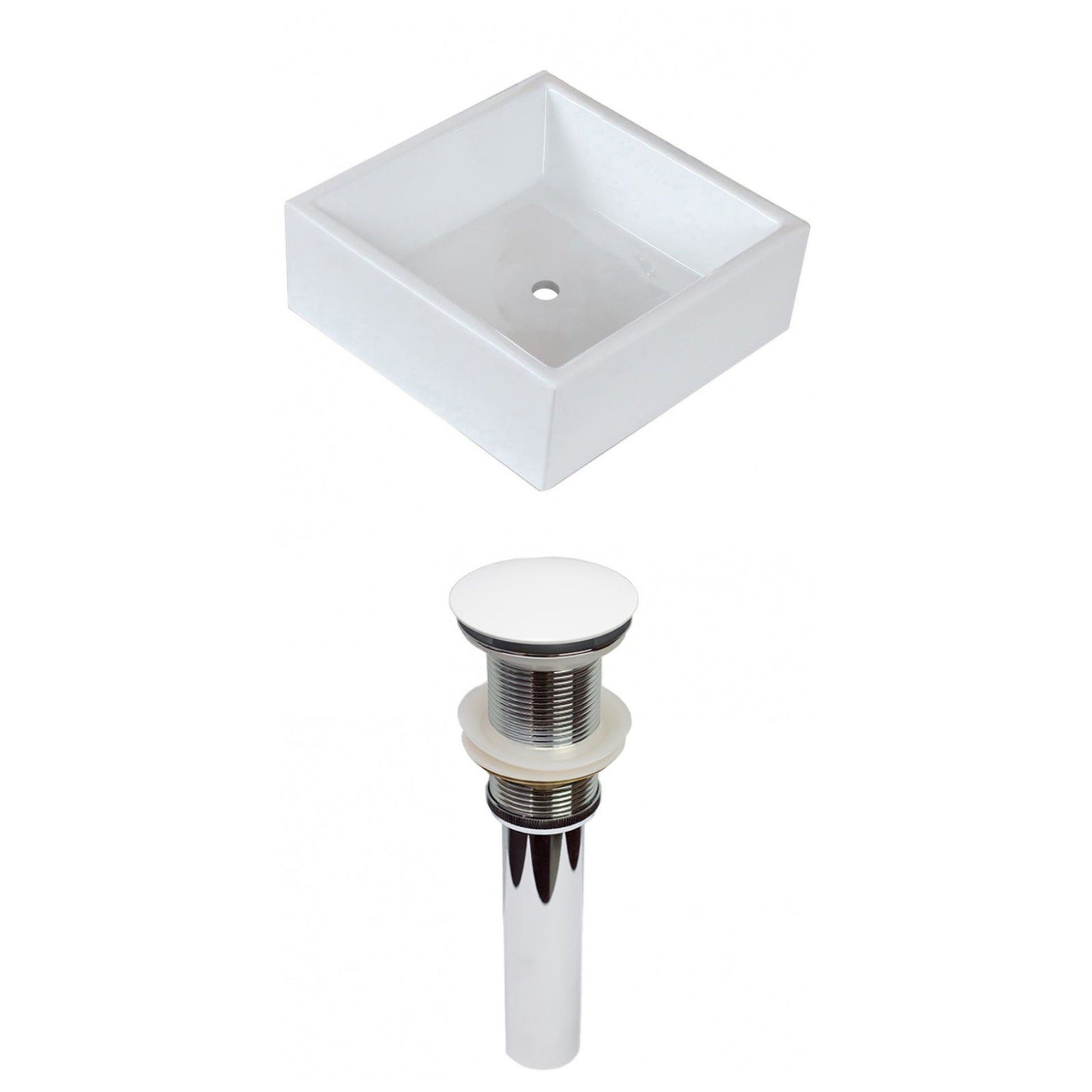 American Imaginations AI-30980 15" Square Enamel Glaze White Ceramic Transitional