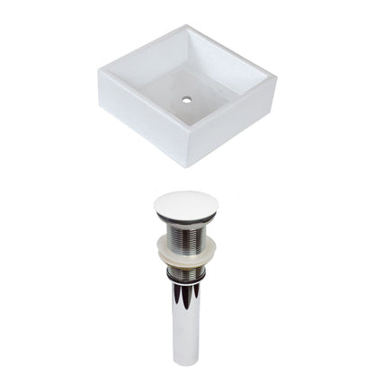 American Imaginations AI-30980 15" Square Enamel Glaze White Ceramic Transitional