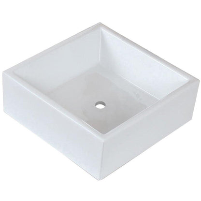 American Imaginations AI-30982 15" Square Enamel Glaze White Ceramic Transitional