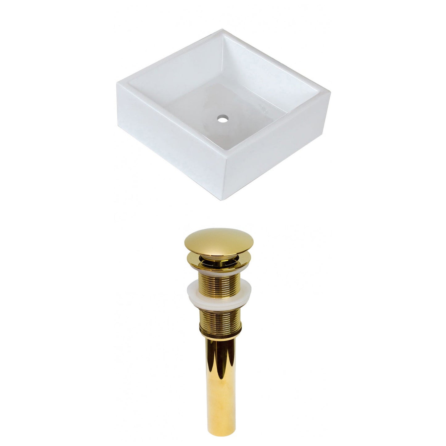 American Imaginations AI-30982 15" Square Enamel Glaze White Ceramic Transitional