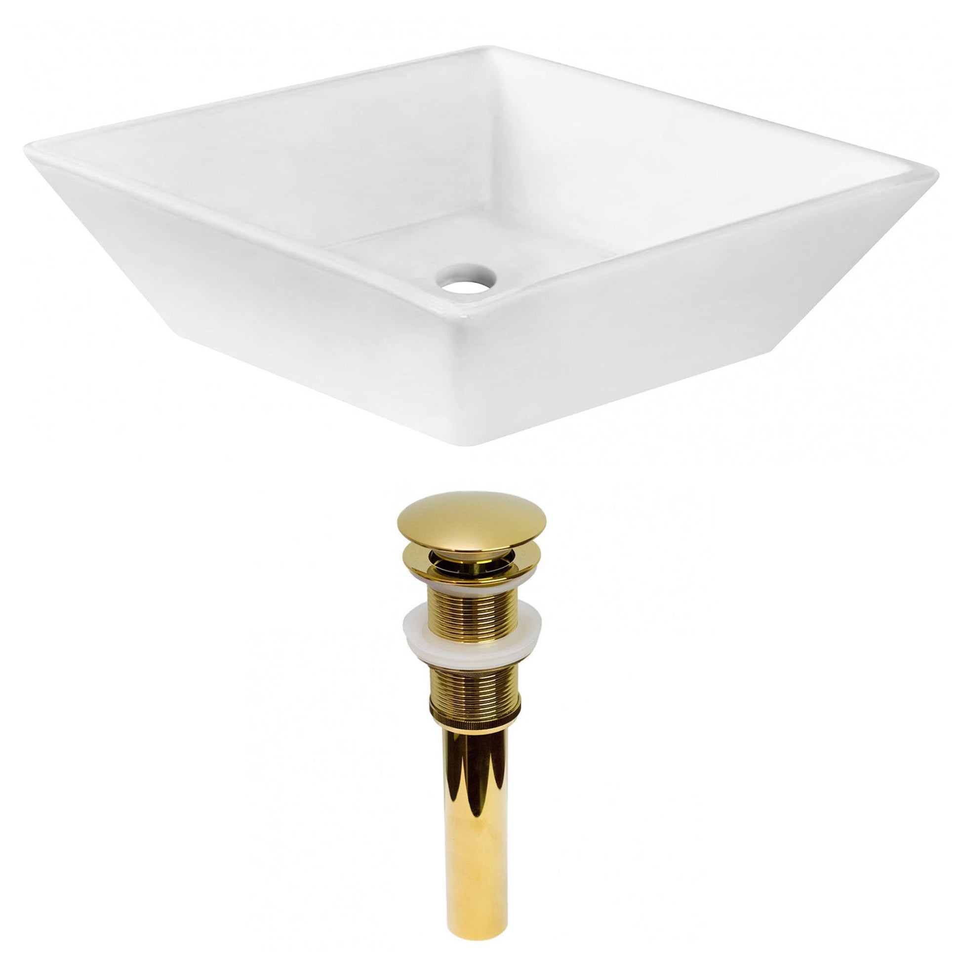 American Imaginations AI-30997 16" Square Enamel Glaze White Ceramic Modern