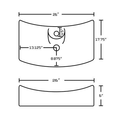American Imaginations AI-31000 26" White Rectangular Above Counter Modern Bathroom Vessel Sink Set