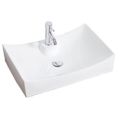 American Imaginations AI-31000 26" White Rectangular Above Counter Modern Bathroom Vessel Sink Set