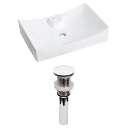 American Imaginations AI-31000 26" White Rectangular Above Counter Modern Bathroom Vessel Sink Set