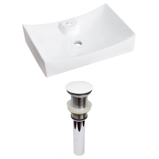 American Imaginations AI-31000 26" White Rectangular Above Counter Modern Bathroom Vessel Sink Set