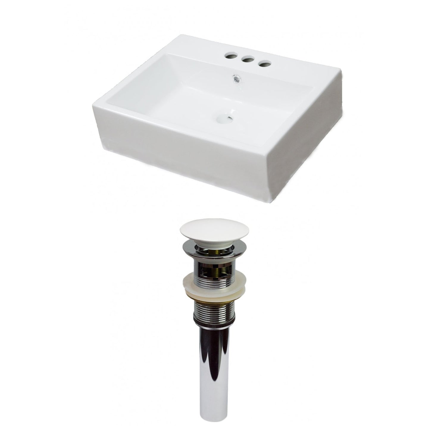American Imaginations AI-31106 21" Rectangle Enamel Glaze White Ceramic Transitional
