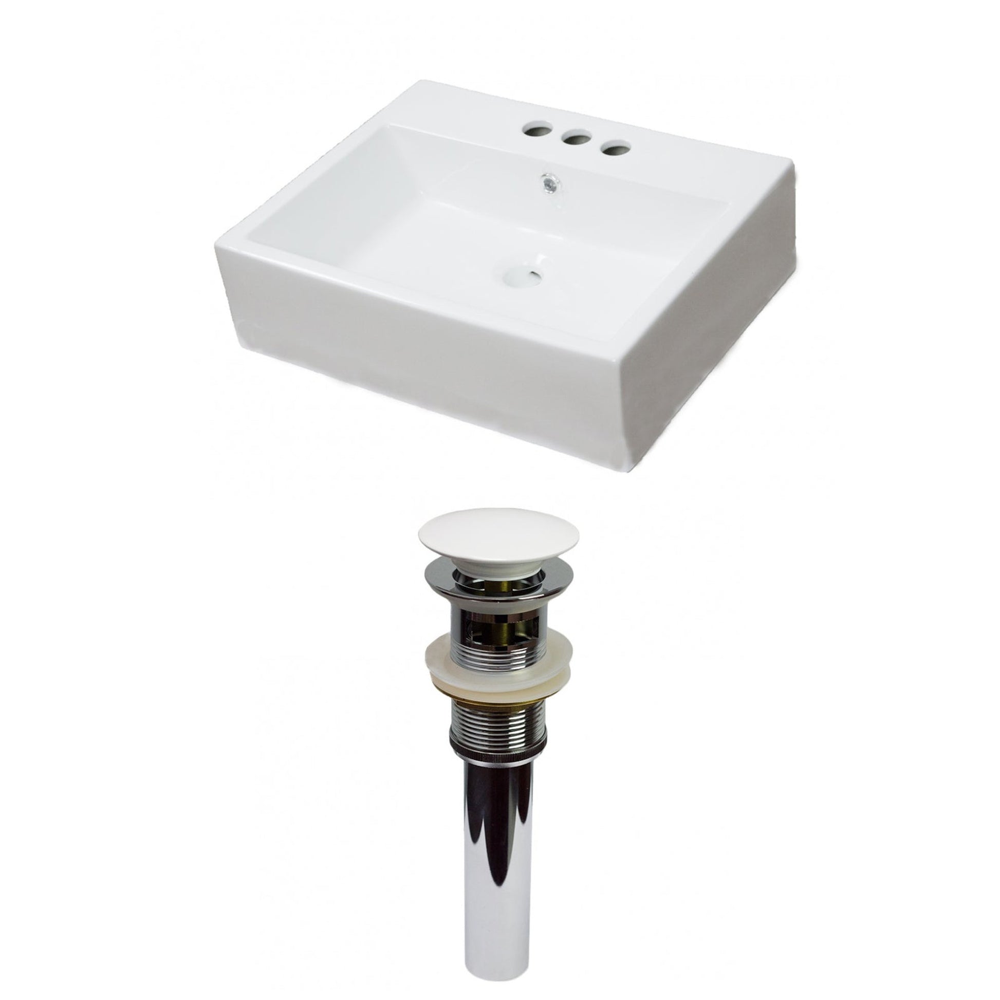 American Imaginations AI-31106 21" Rectangle Enamel Glaze White Ceramic Transitional