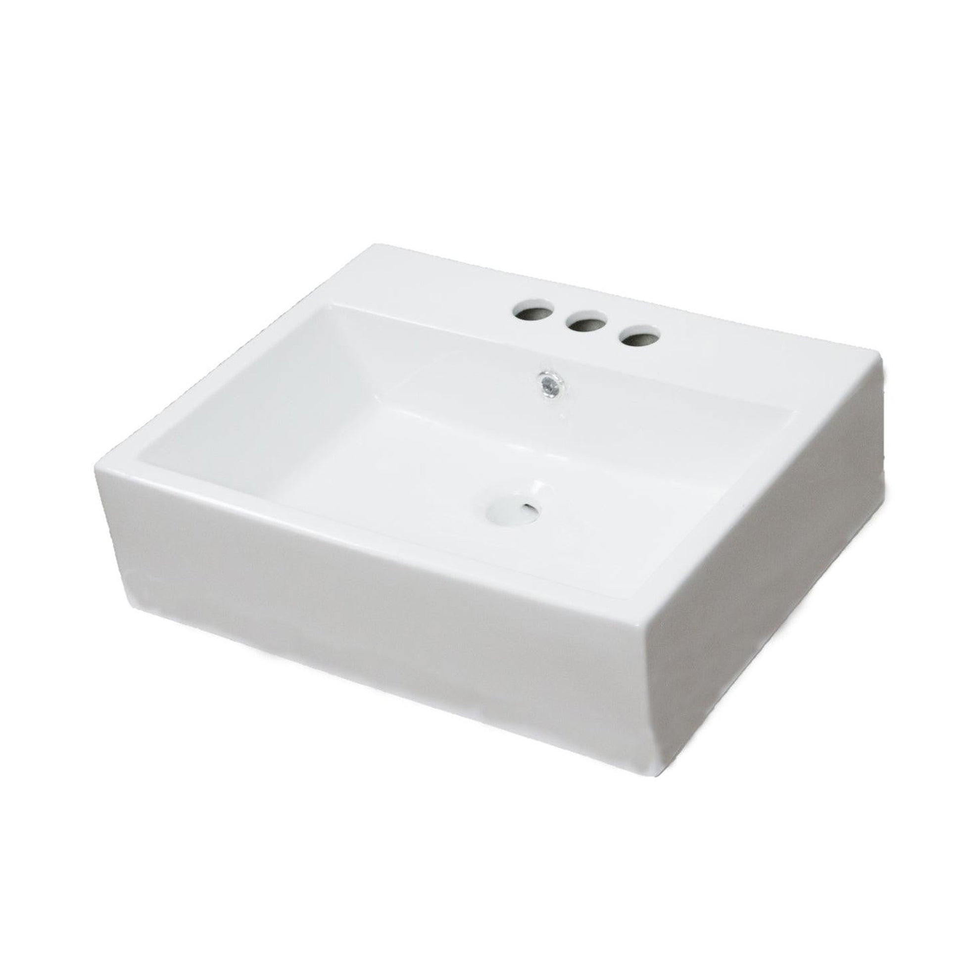 American Imaginations AI-31108 21" Rectangle Enamel Glaze White Ceramic Transitional