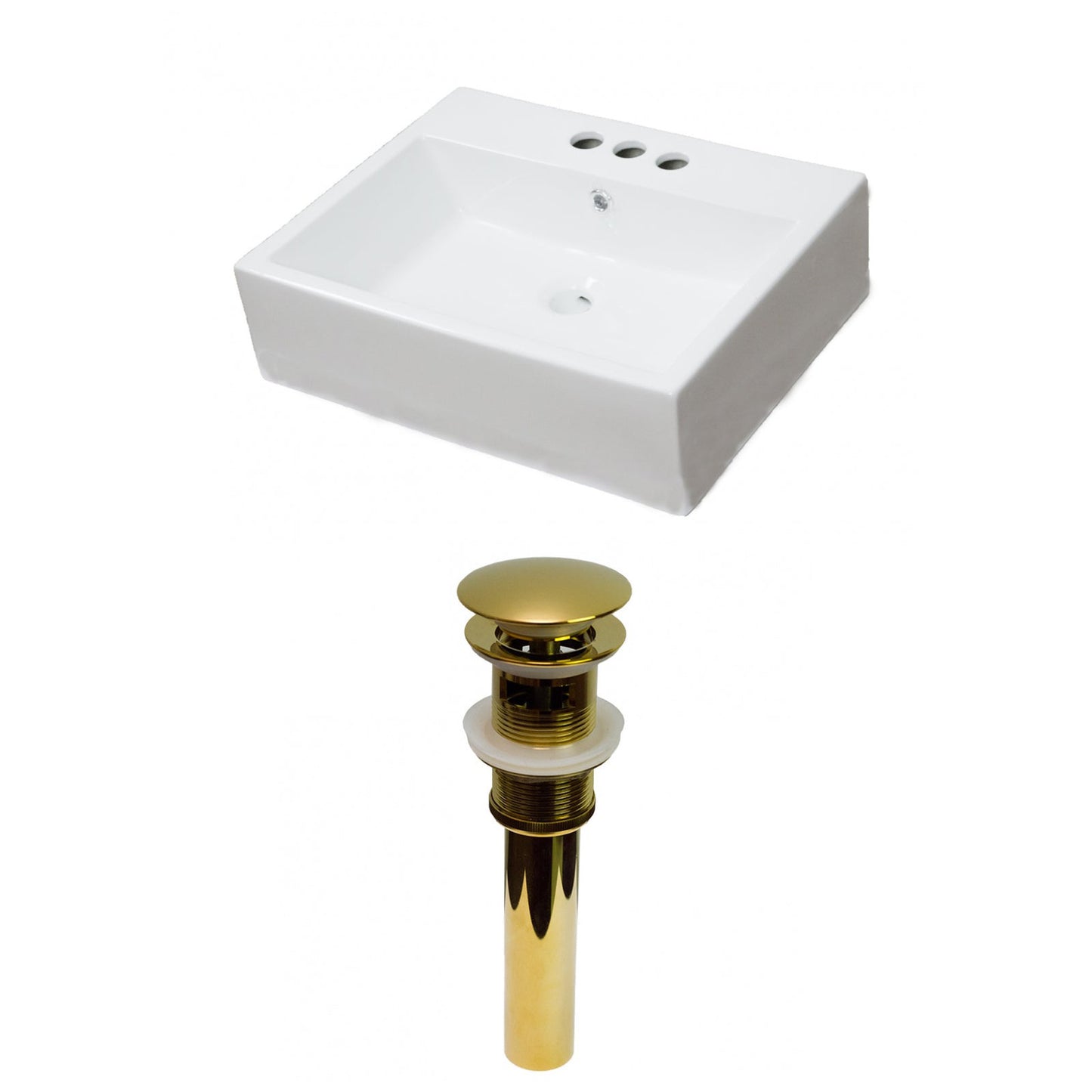 American Imaginations AI-31108 21" Rectangle Enamel Glaze White Ceramic Transitional