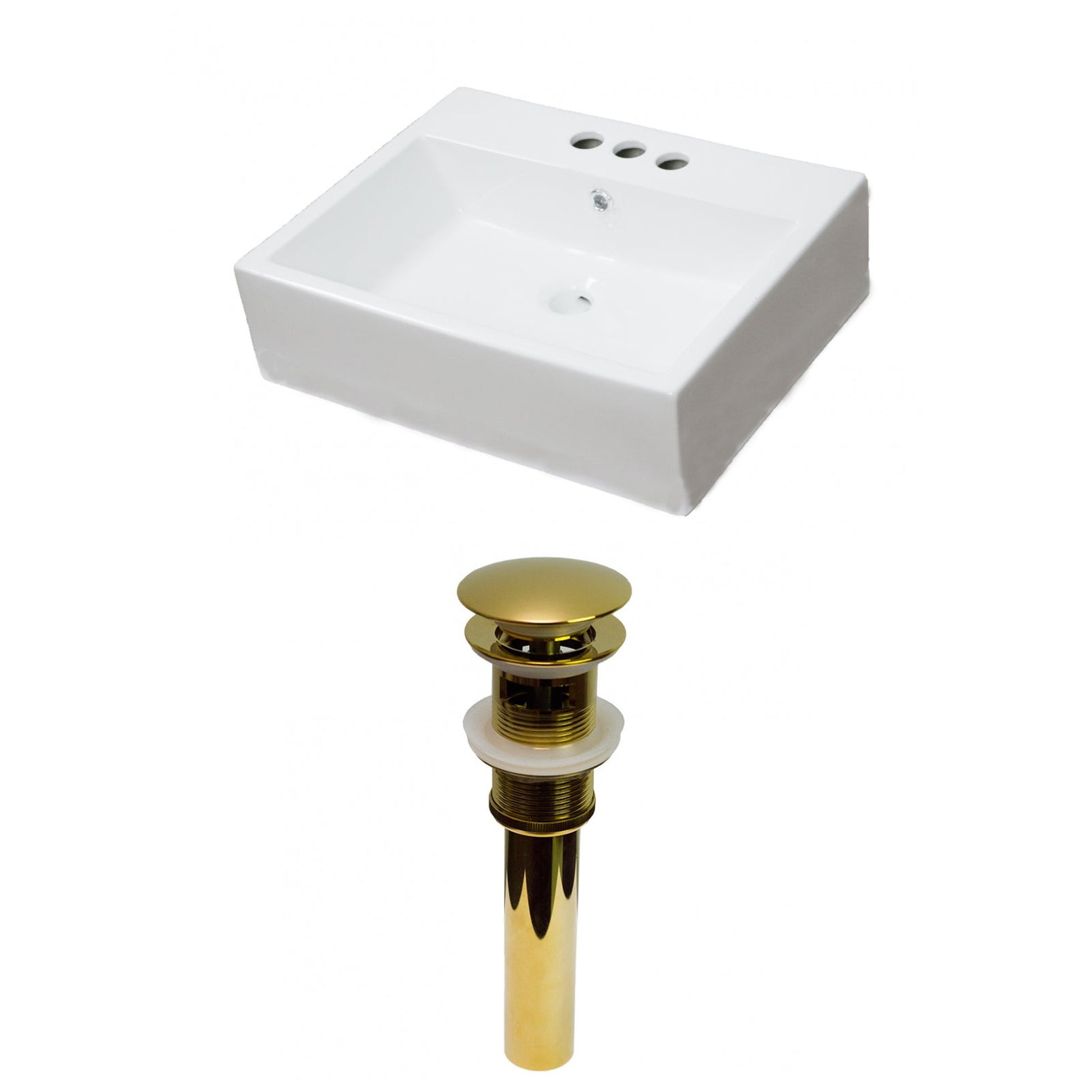 American Imaginations AI-31108 21" Rectangle Enamel Glaze White Ceramic Transitional
