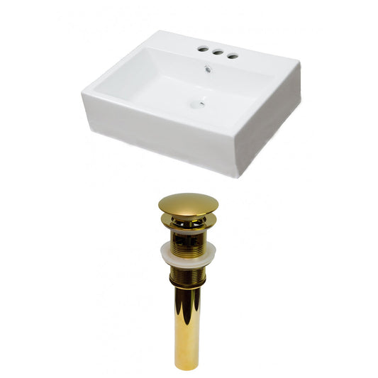 American Imaginations AI-31108 21" Rectangle Enamel Glaze White Ceramic Transitional
