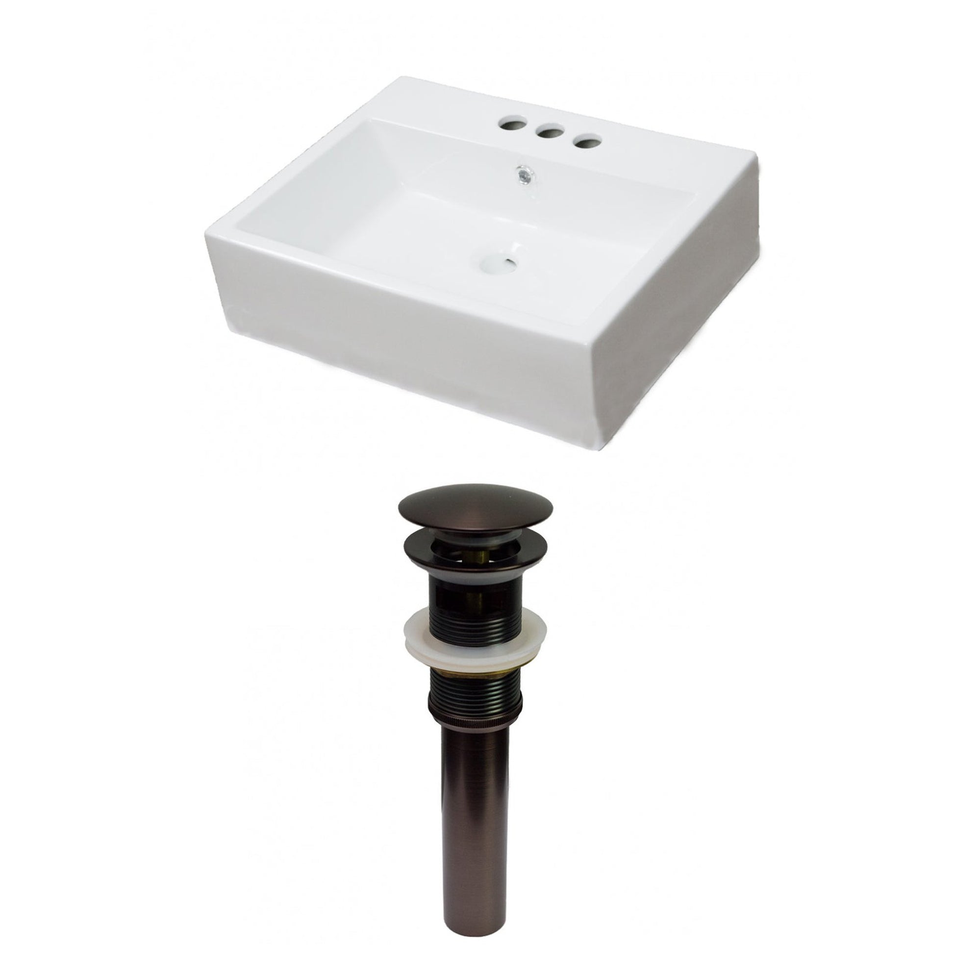 American Imaginations AI-31109 21" Rectangle Enamel Glaze White Ceramic Transitional