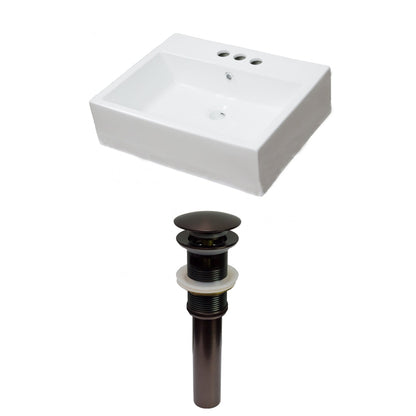 American Imaginations AI-31109 21" Rectangle Enamel Glaze White Ceramic Transitional