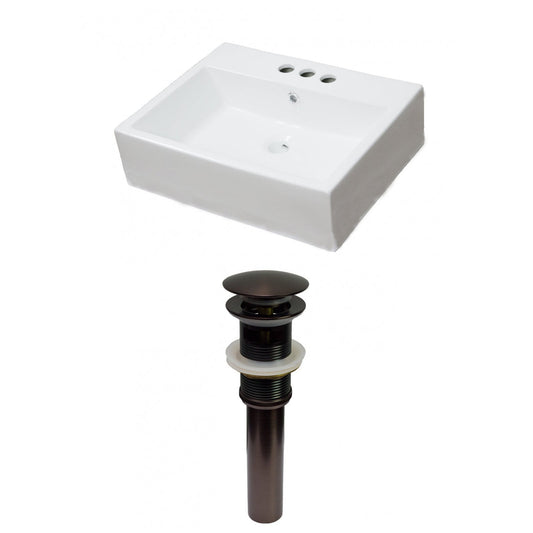 American Imaginations AI-31109 21" Rectangle Enamel Glaze White Ceramic Transitional