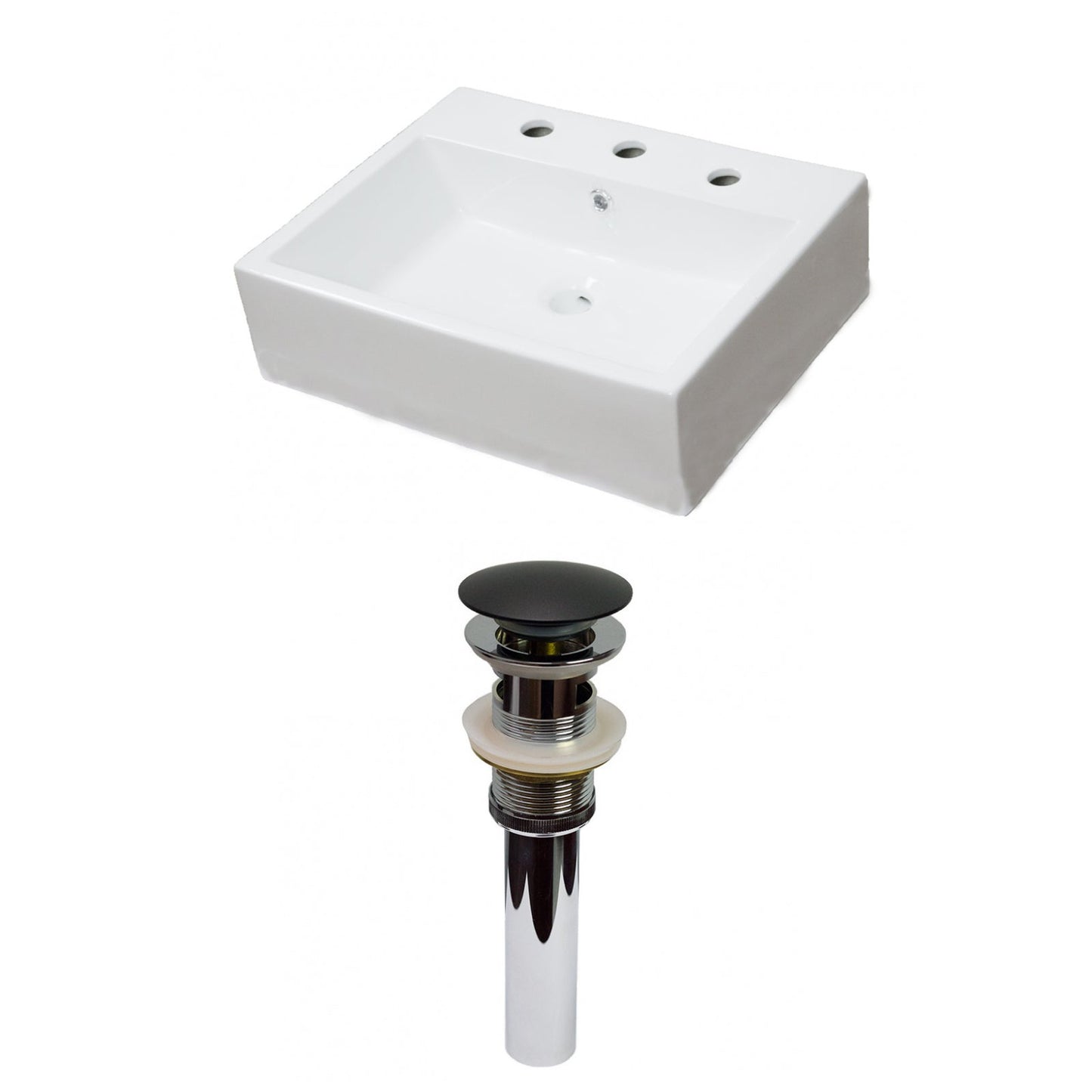 American Imaginations AI-31110 21" Rectangle Enamel Glaze White Ceramic Transitional