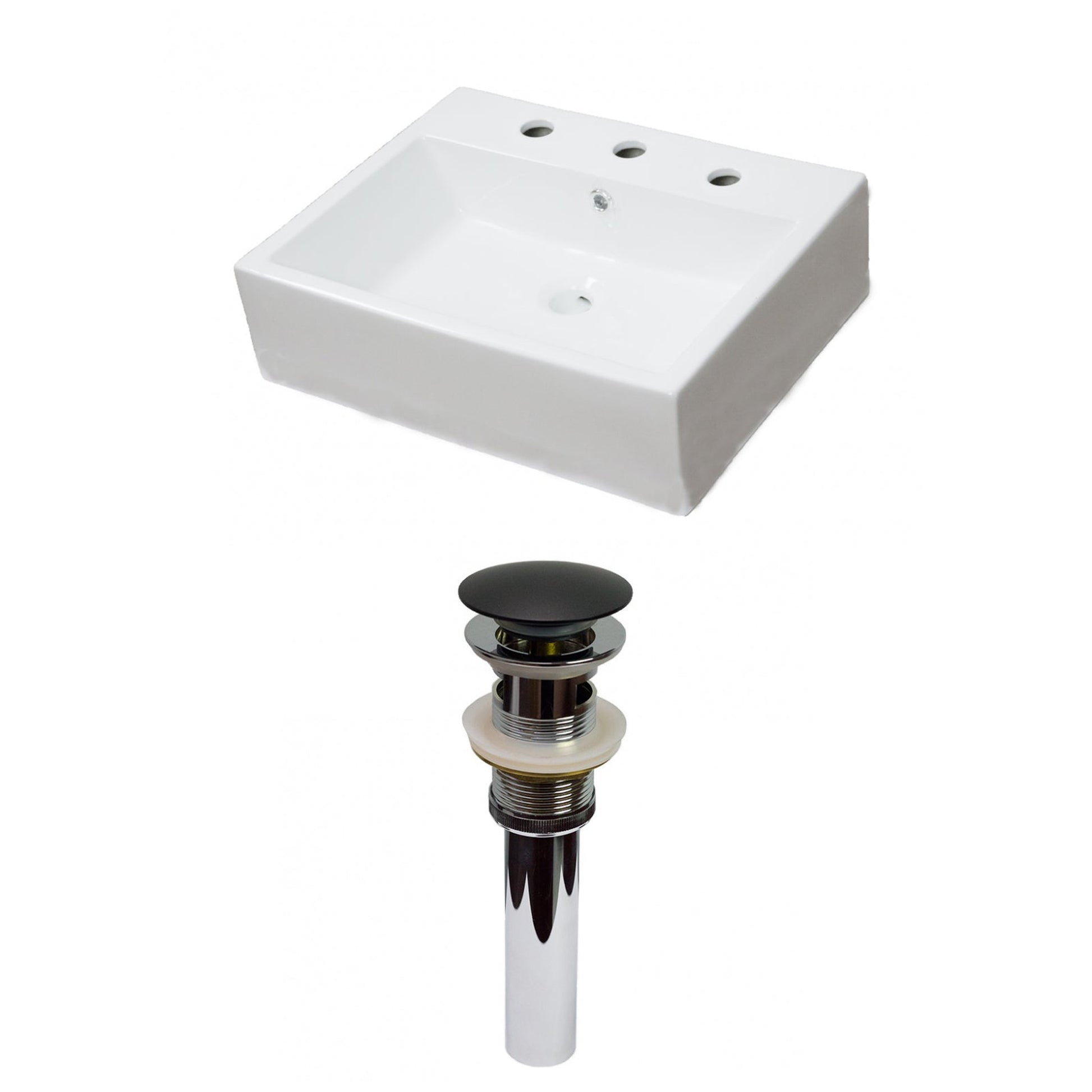 American Imaginations AI-31110 21" Rectangle Enamel Glaze White Ceramic Transitional