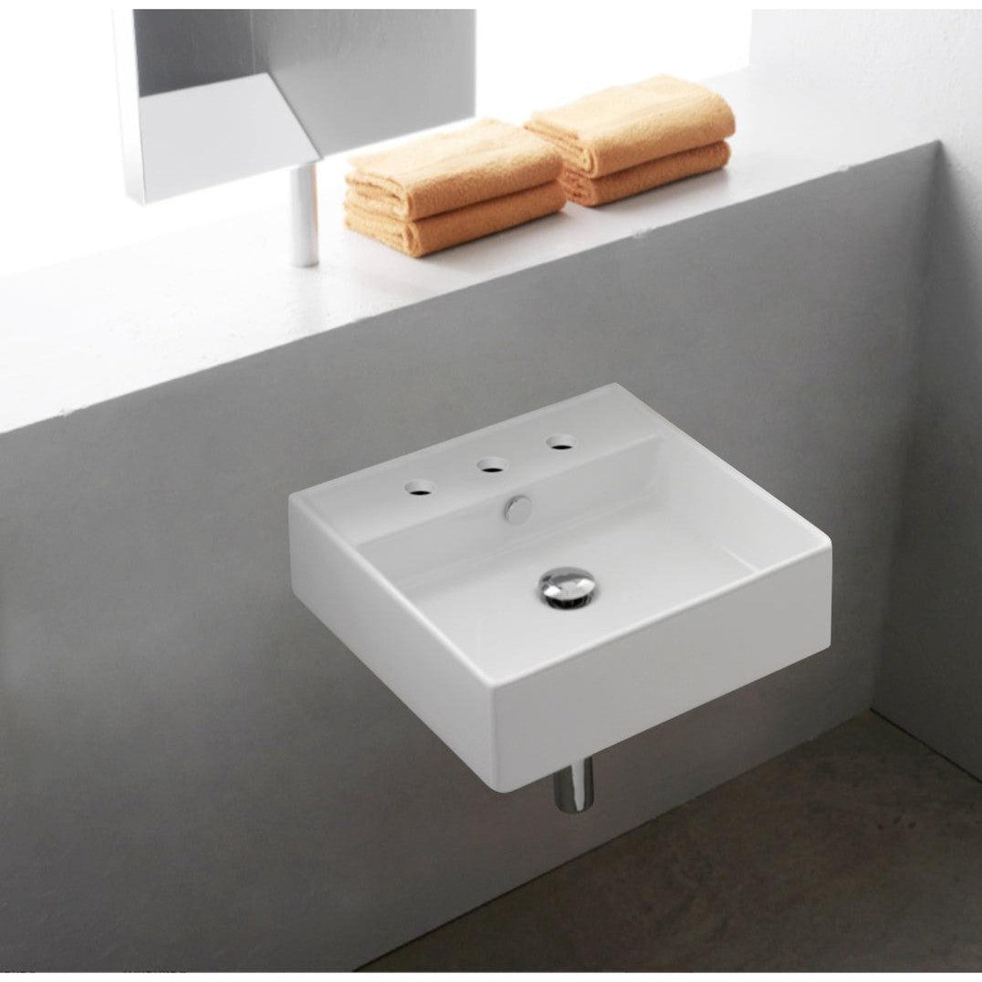 American Imaginations AI-31113 21" Rectangle Enamel Glaze White Ceramic Transitional
