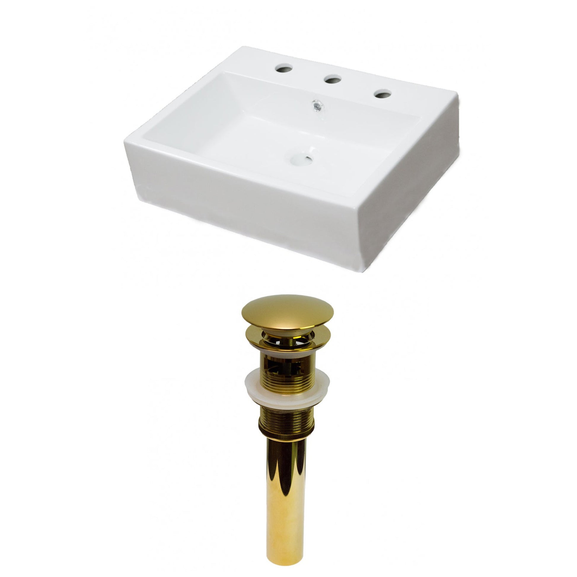 American Imaginations AI-31113 21" Rectangle Enamel Glaze White Ceramic Transitional