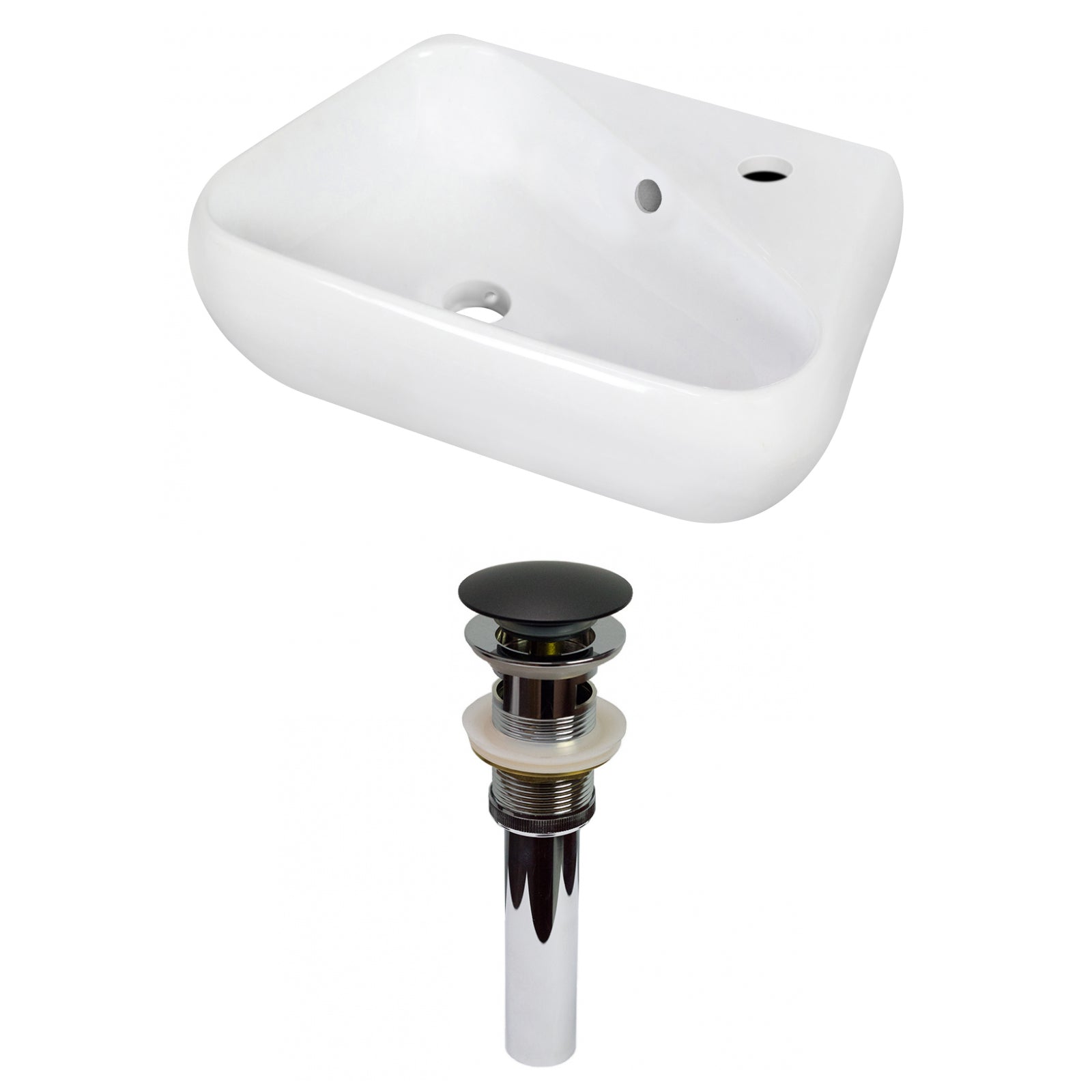 American Imaginations AI-31300 18" White Unique Above Counter Transitional Bathroom Vessel Sink Set
