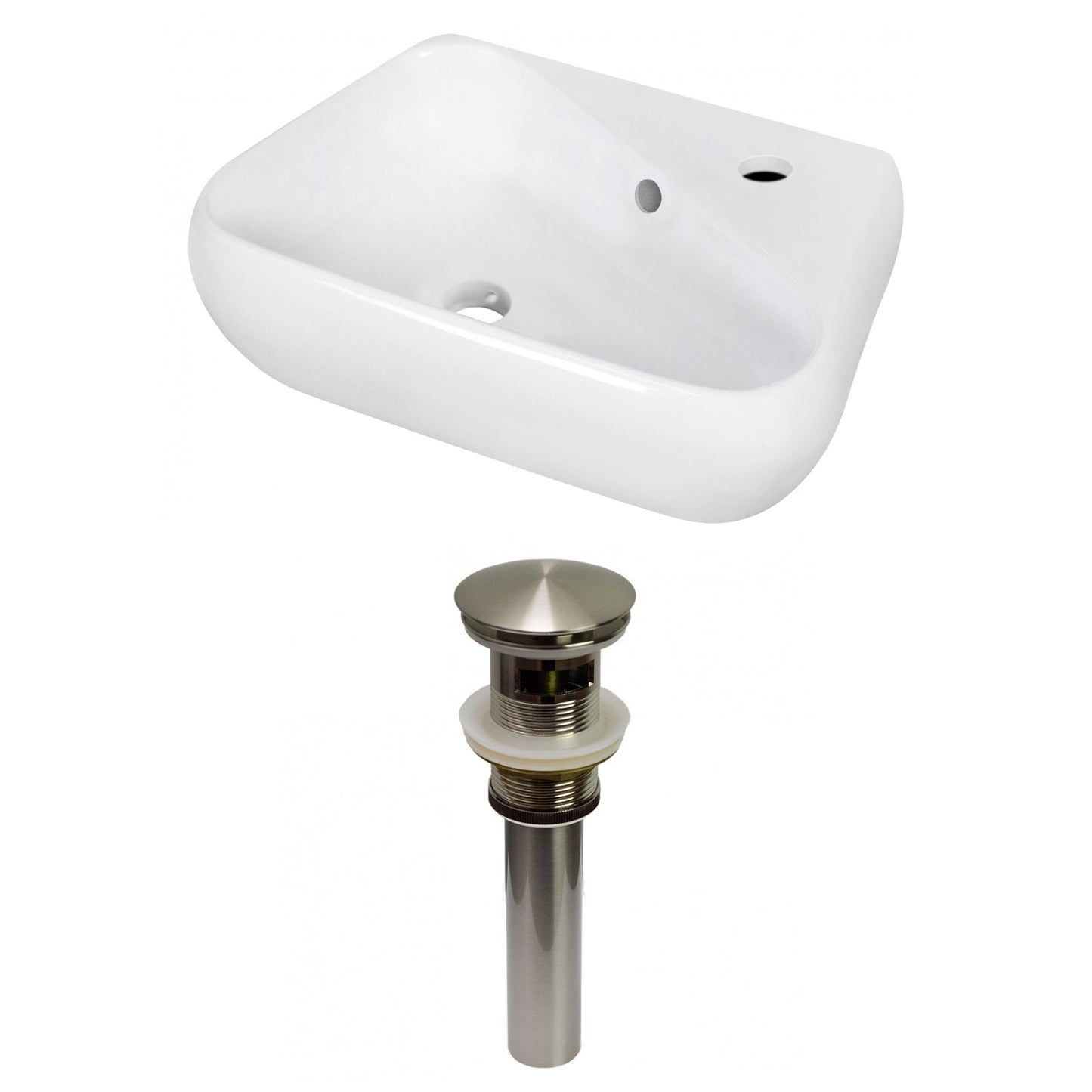 American Imaginations AI-31302 18" White Unique Above Counter Transitional Bathroom Vessel Sink Set