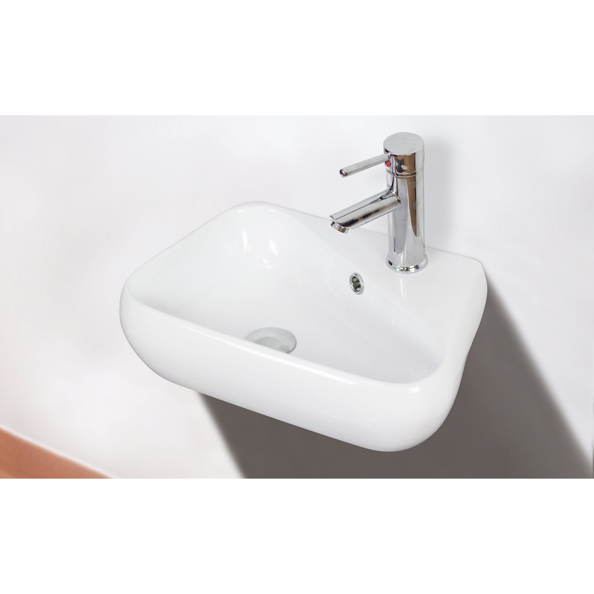 American Imaginations AI-31310 18" White Unique Wall Mount Transitional Bathroom Vessel Sink Set