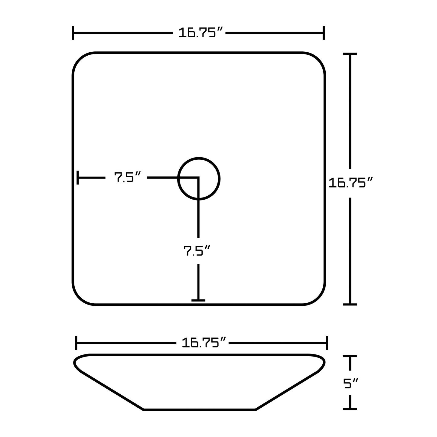 American Imaginations AI-31343 17" White Square Above Counter Modern Bathroom Vessel Sink Set