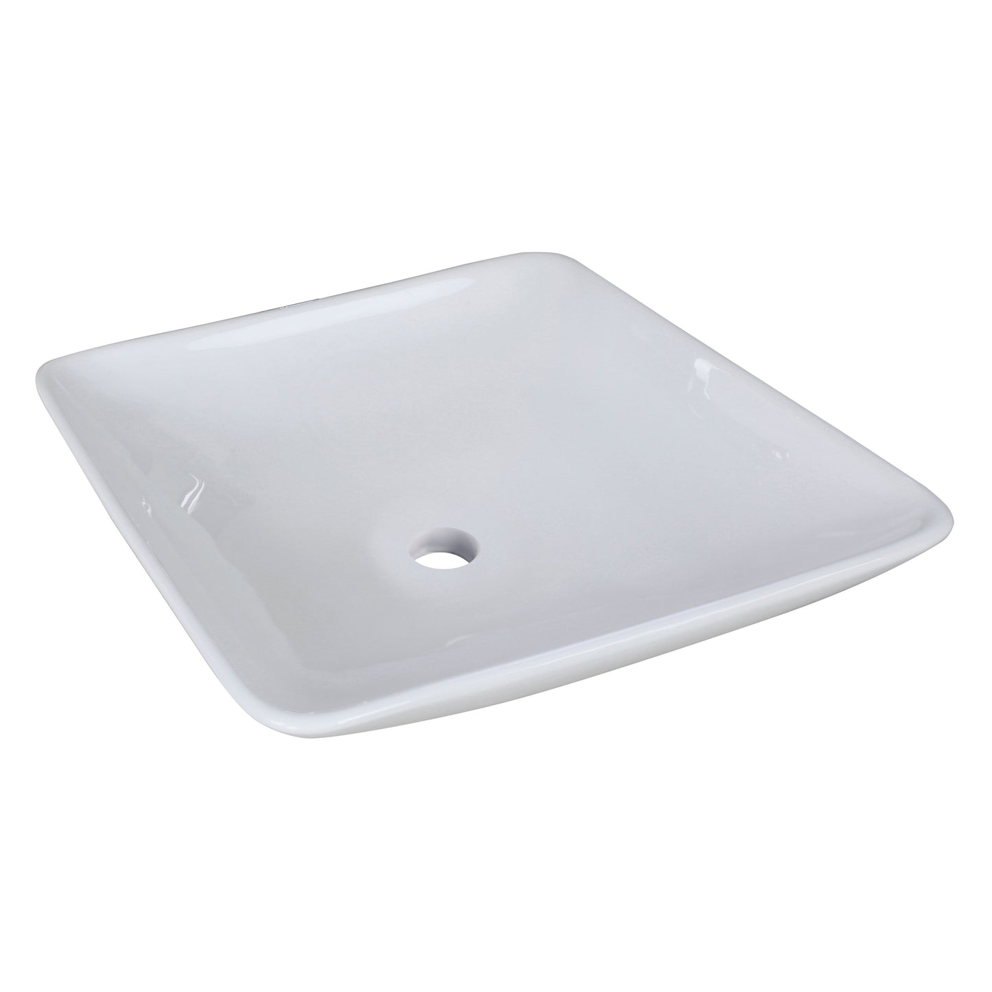 American Imaginations AI-31343 17" White Square Above Counter Modern Bathroom Vessel Sink Set