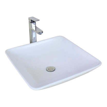 American Imaginations AI-31343 17" White Square Above Counter Modern Bathroom Vessel Sink Set