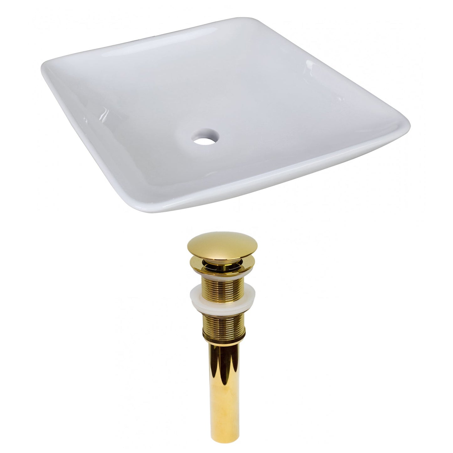American Imaginations AI-31343 17" White Square Above Counter Modern Bathroom Vessel Sink Set