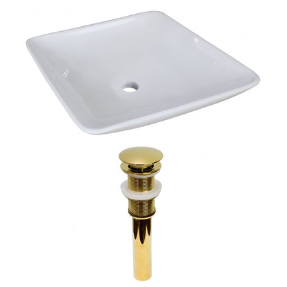 American Imaginations AI-31343 17" White Square Above Counter Modern Bathroom Vessel Sink Set