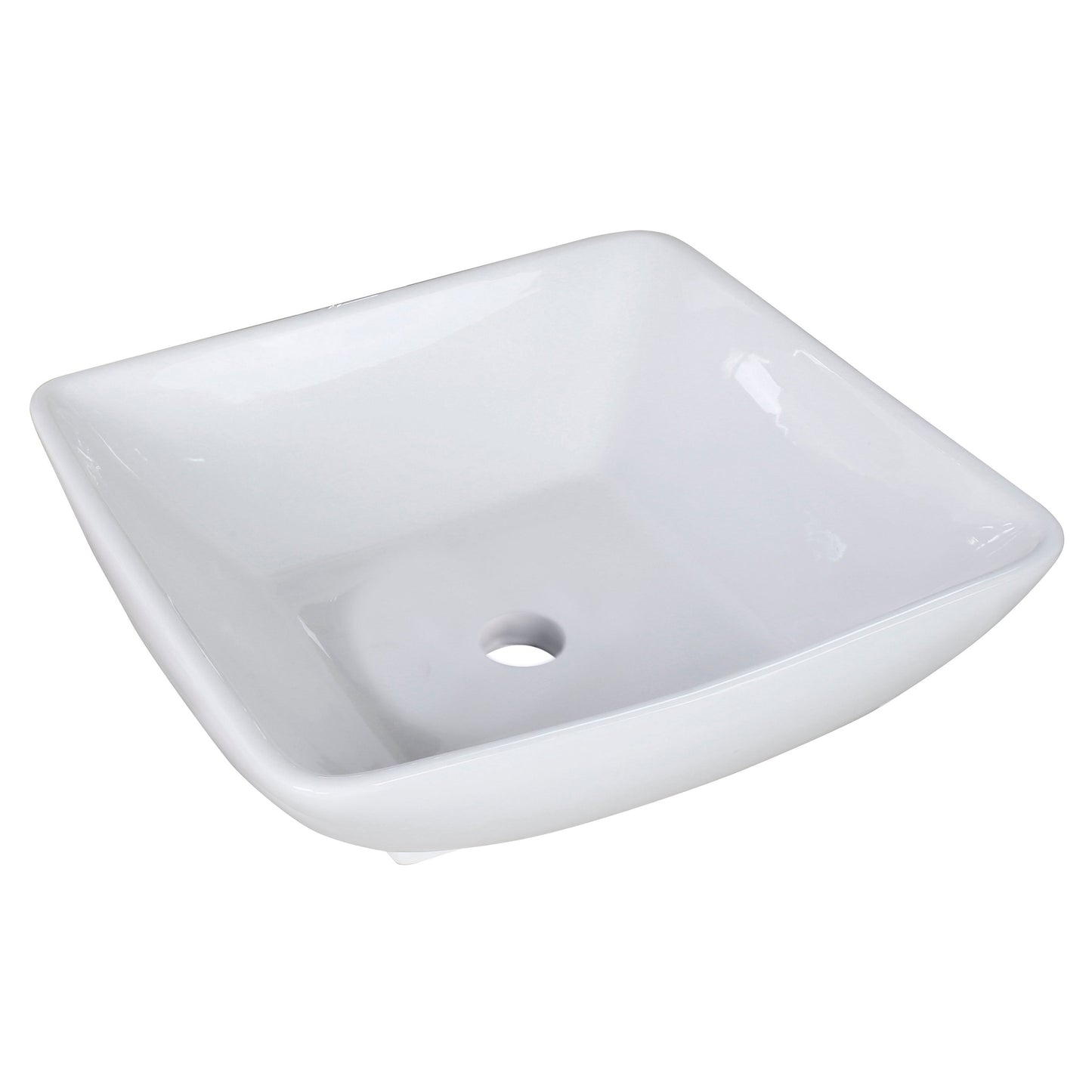 American Imaginations AI-31362 17" White Square Above Counter Modern Bathroom Vessel Sink Set