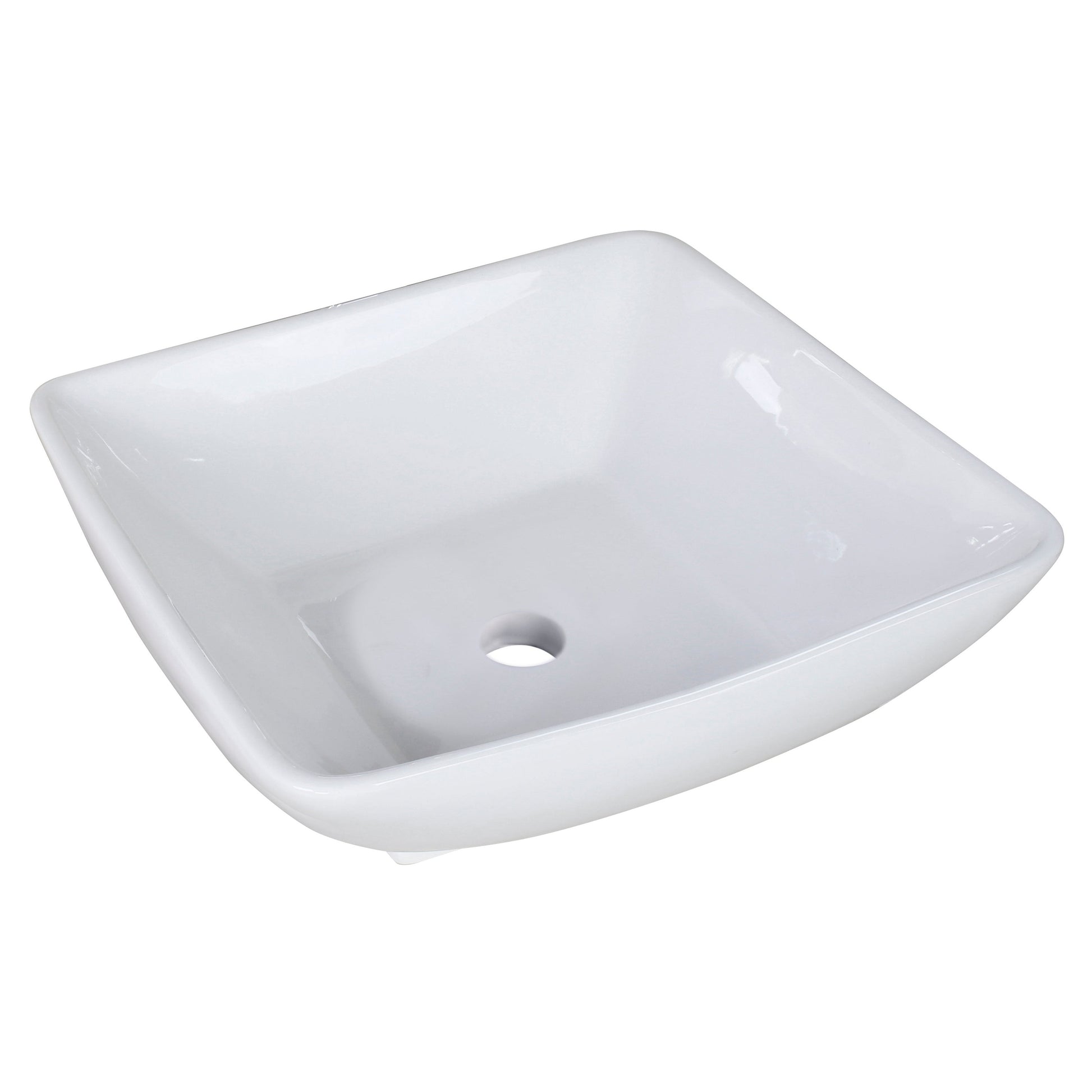 American Imaginations AI-31362 17" White Square Above Counter Modern Bathroom Vessel Sink Set