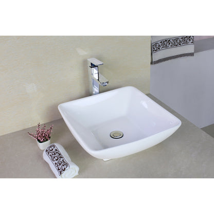 American Imaginations AI-31362 17" White Square Above Counter Modern Bathroom Vessel Sink Set