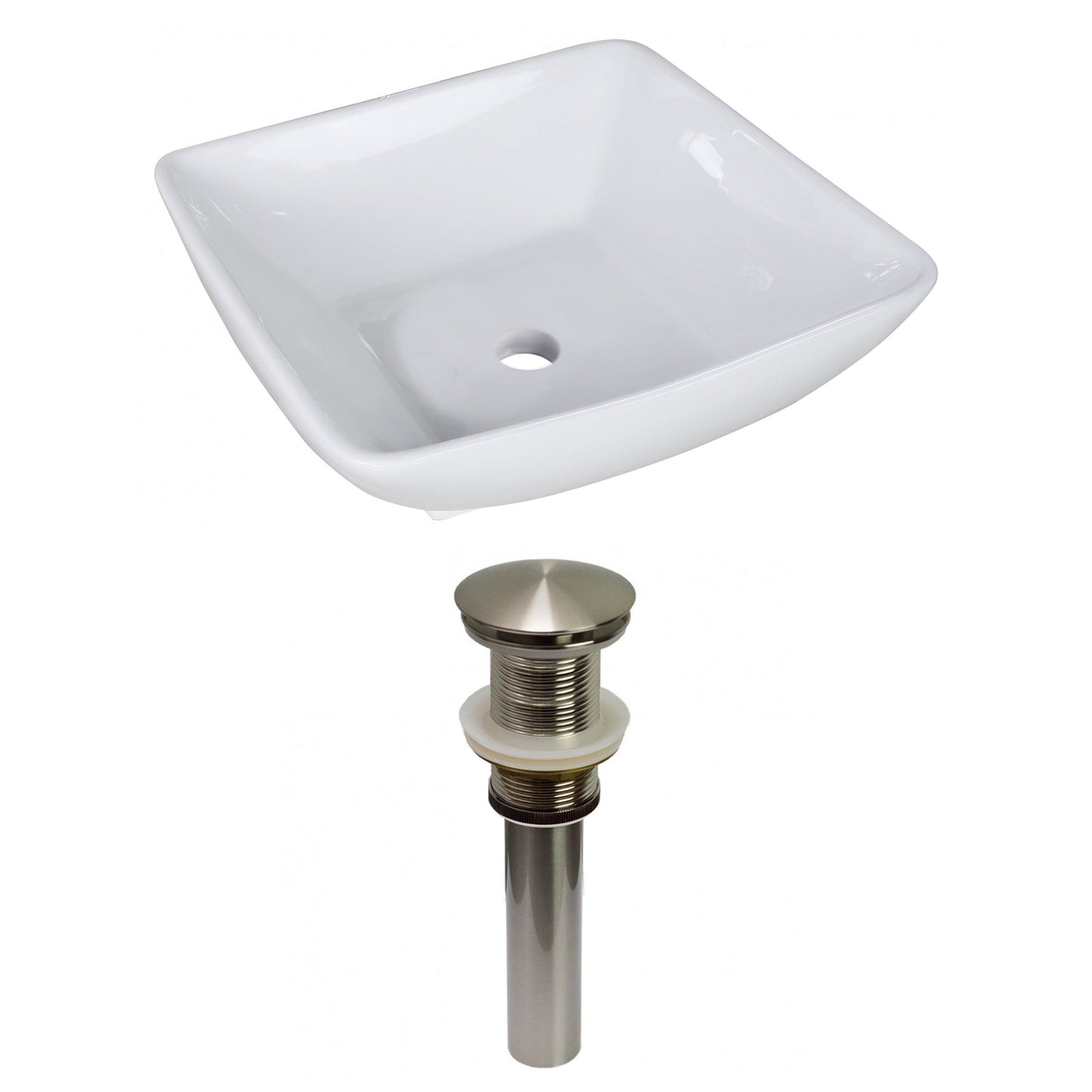 American Imaginations AI-31362 17" White Square Above Counter Modern Bathroom Vessel Sink Set
