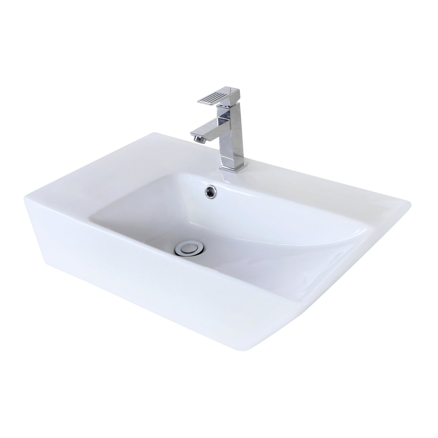 American Imaginations AI-31416 26" White Rectangular Above Counter Modern Bathroom Vessel Sink Set