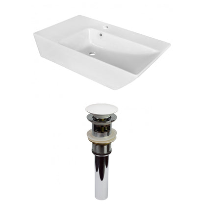 American Imaginations AI-31416 26" White Rectangular Above Counter Modern Bathroom Vessel Sink Set