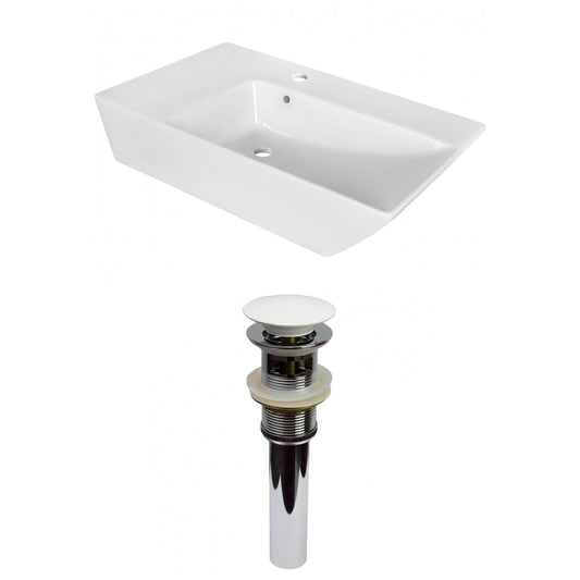 American Imaginations AI-31416 26" White Rectangular Above Counter Modern Bathroom Vessel Sink Set