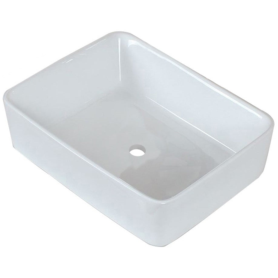 American Imaginations AI-31440 19" White Rectangular Above Counter Transitional Bathroom Vessel Sink Set