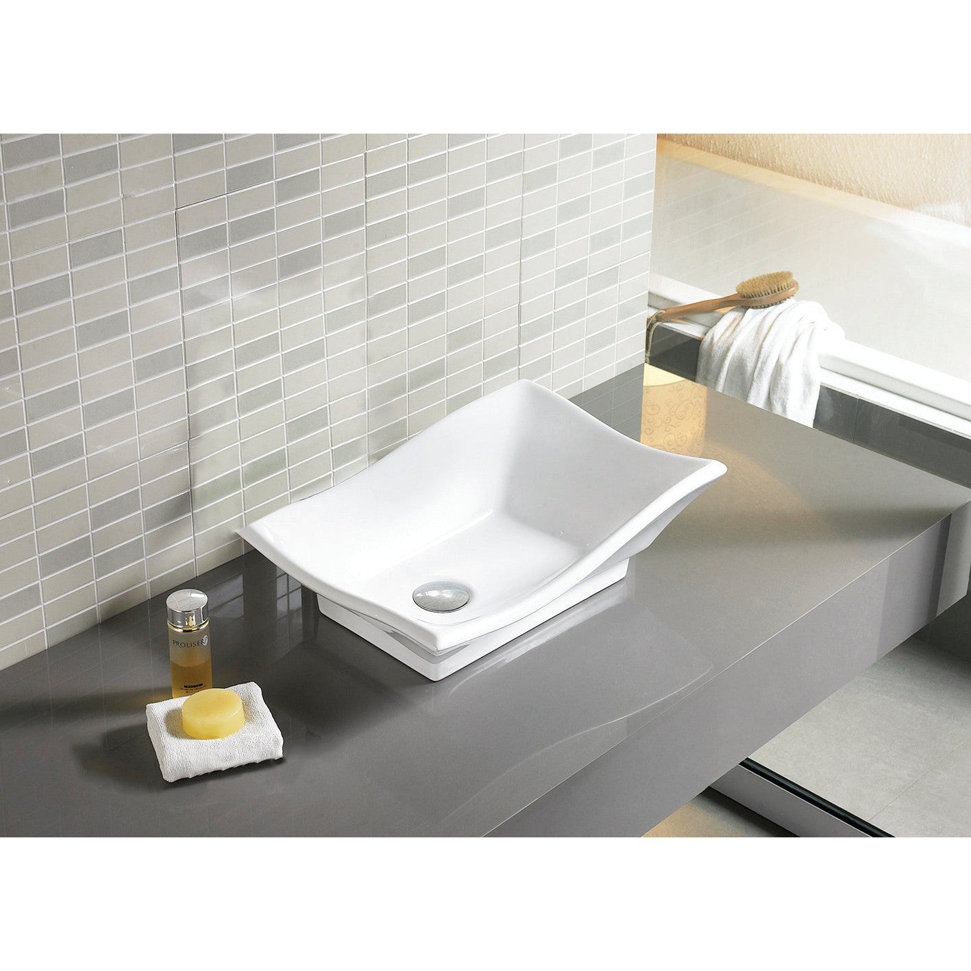 American Imaginations AI-31451 20" White Unique Above Counter Traditional Bathroom Vessel Sink Set