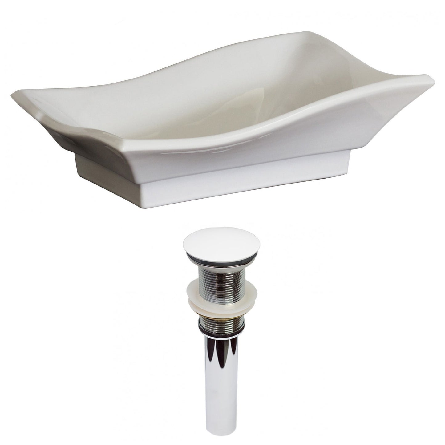 American Imaginations AI-31451 20" White Unique Above Counter Traditional Bathroom Vessel Sink Set