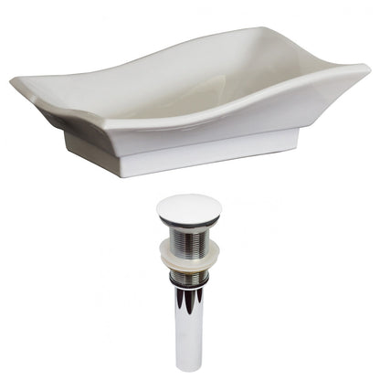 American Imaginations AI-31451 20" White Unique Above Counter Traditional Bathroom Vessel Sink Set