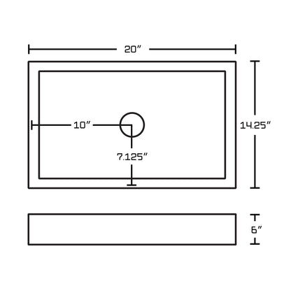 American Imaginations AI-31463 20" White Rectangular Above Counter Transitional Bathroom Vessel Sink Set