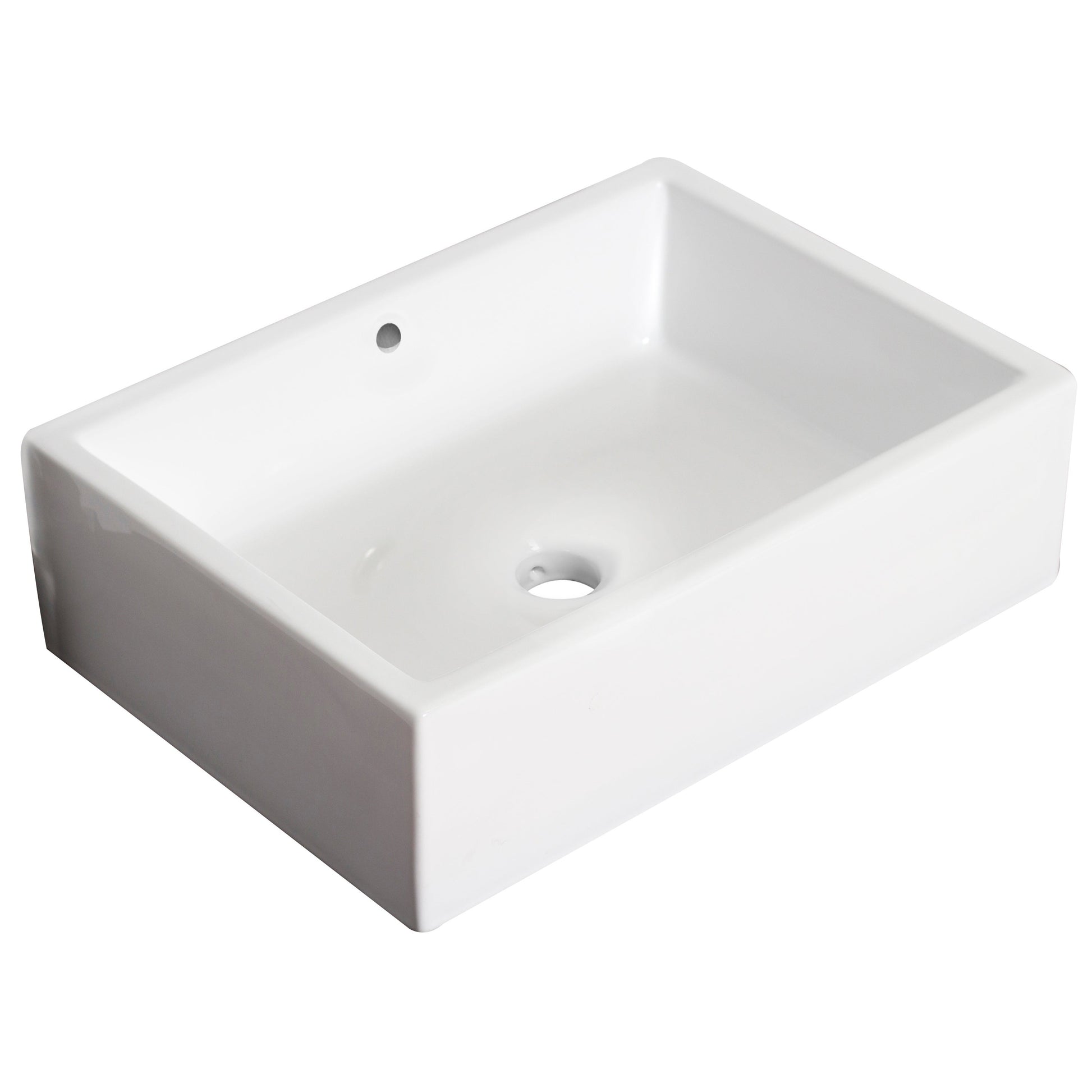 American Imaginations AI-31463 20" White Rectangular Above Counter Transitional Bathroom Vessel Sink Set